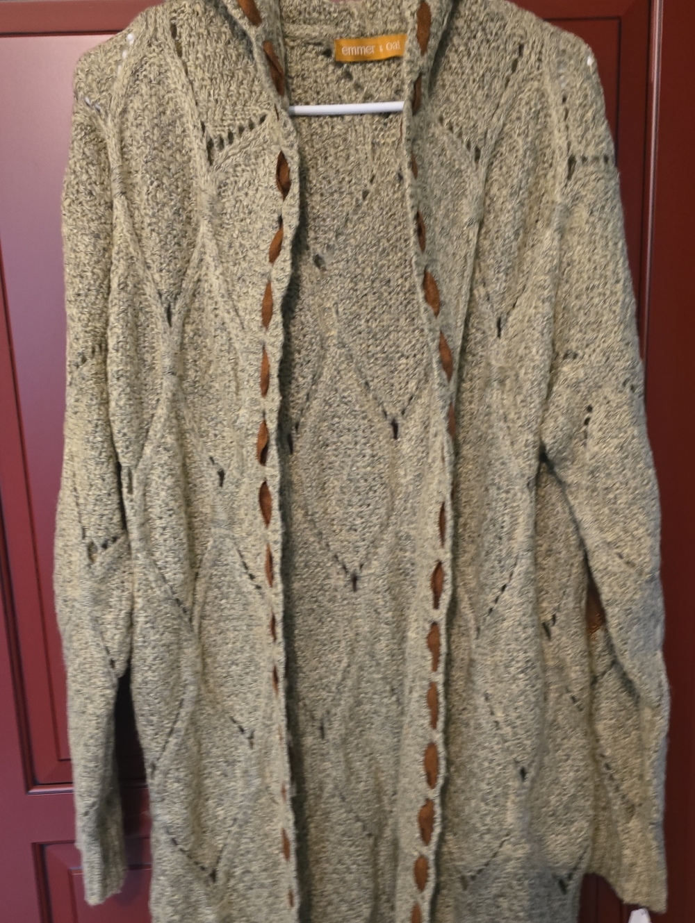 Emmer & Oat Women's Cream Cable Knit Open Cardigan Sweater